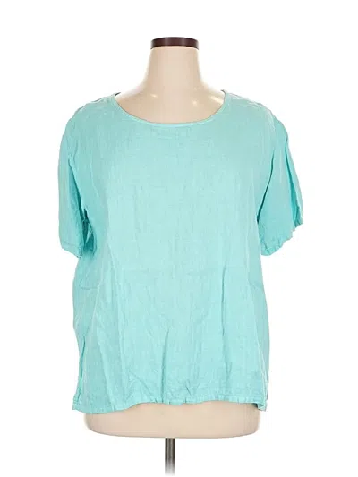 Pre-owned Match Point U.s.a. Short Sleeve Blouse In Blue