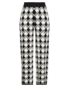 Mateha Woman Pants White Size L Viscose, Polyester, Metallic Polyester, Polyamide In Black