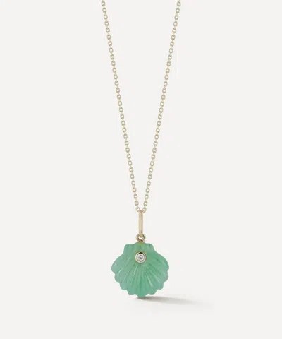 Mateo 14ct Gold Carved Jade Venus Shell Necklace In Green