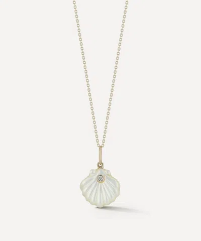 Mateo 14ct Gold Carved Mother Of Pearl Venus Shell Necklace In White