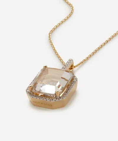 Mateo 14ct Gold Diamond Frame Crystal Quartz Secret Diamond C Initial Pendant Necklace