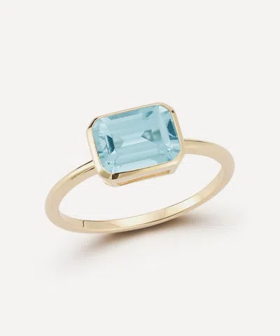 Mateo 14ct Gold East West Blue Topaz Ring