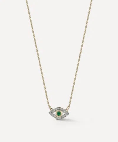 Mateo 14ct Gold Emerald Evil Eye Pendant Necklace In Metallic