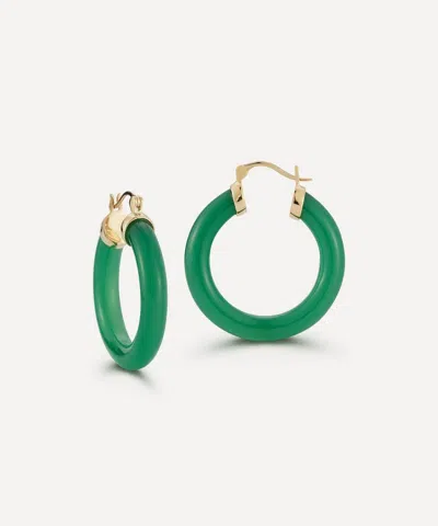 Mateo 14ct Gold Green Chalcedony Hoop Earrings