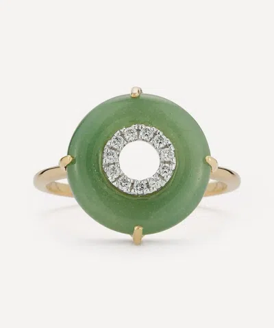 Mateo 14ct Gold Jade And Diamond Donut Ring