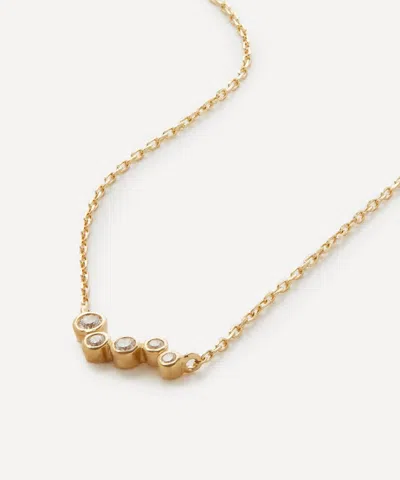 Mateo 14ct Gold Mini Diamond Bezel Wave Pendant Necklace
