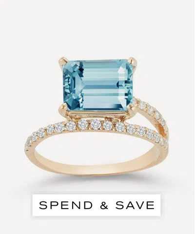 Mateo 14ct Gold Point Of Focus Blue Topaz Band Ring