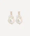 Mateo 14ct Gold Rose Quartz And Baroque Pearl Drop Earrings In Gold