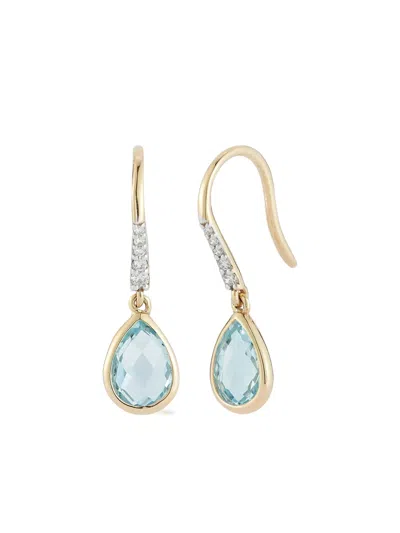 Mateo 14k Gold Drop Diamond Earrings In Blue