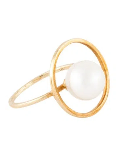 Pre-owned Mateo 14k Pearl & Diamond Orbit Ring In Multicolor