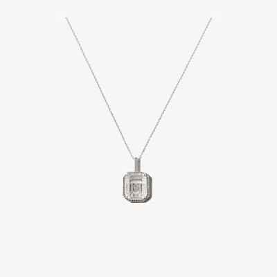 Mateo 14k White Gold M Initial Diamond Necklace In Silver