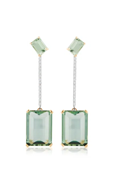 Mateo 14k Yellow Gold Amethyst Earrings In Green
