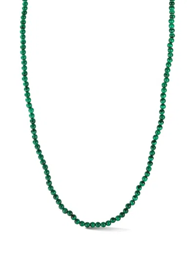 Mateo 14k Yellow Gold Beaded Malachite Necklace In 绿色