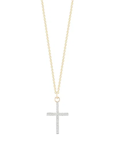Mateo 14k Yellow-gold Cross Diamond Neckace In 金色