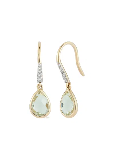 Mateo 14k Yellow Gold Drop Amethyst And Diamond Earrings