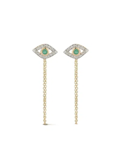 Mateo 14k Emerald Evil Eye Diamond Earrings In Gold