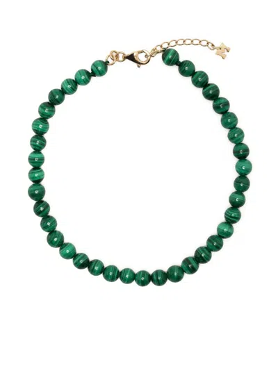 Mateo 14k Yellow Gold Malachite Bead Bracelet In Green