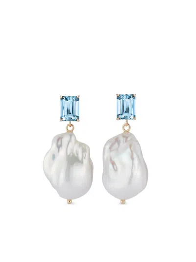 MATEO 14K YELLOW GOLD PEARL AND TOPAZ EARRINGS