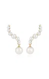 Mateo 14k Yellow Gold Curve Pearl Drop Earrings In White