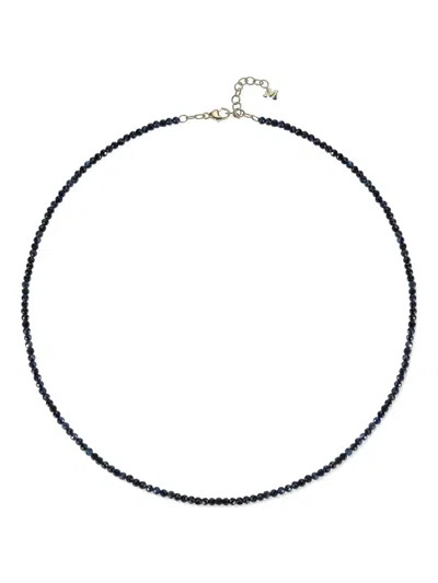 Mateo 14k Yellow Gold Sapphire Beaded Necklace In Black