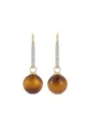 Mateo 14k Yellow Gold Tiger Eye Diamond Earrings In Gold