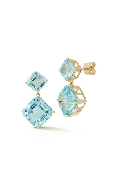 Mateo 14k Yellow Gold Topaz Earrings In Blue