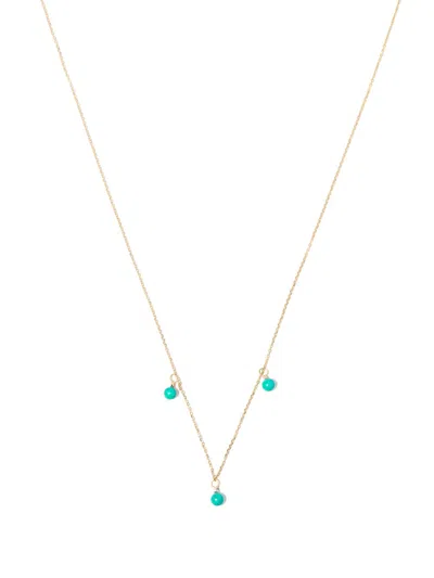 Mateo 14k Yellow Gold 3 Dot Turquoise And Diamond Necklace