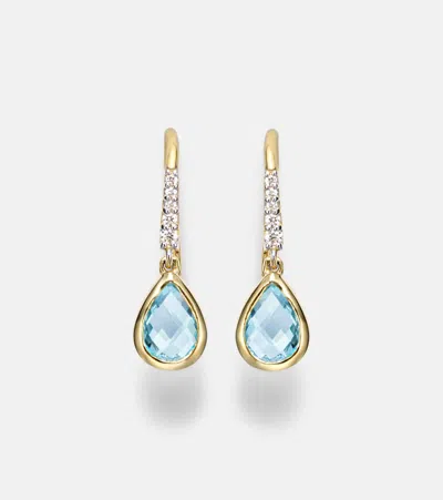 Mateo 14kt Gold (585/1000) Earrings With Topaz And Diamonds In Blue