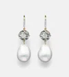 Mateo 14kt Gold Drop Earrings With Amethysts, Pearls, And Diamonds In Metallic