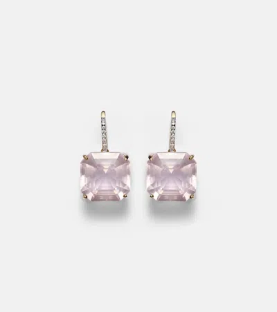 Mateo 14kt Gold Earrings With Topaz And Diamonds In Pink
