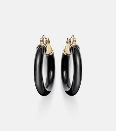 Mateo 14kt Gold Hoop Earrings With Black Onyx