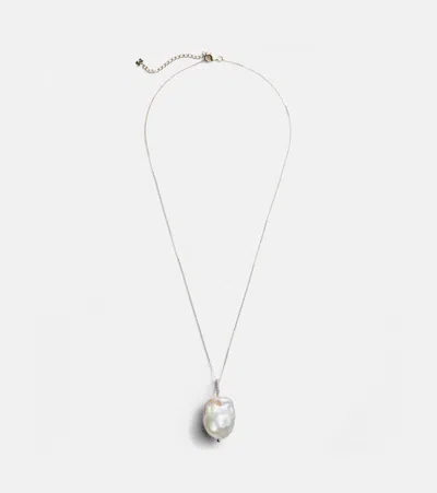 Mateo 14kt Gold Necklace With Baroque Pearl And Diamonds In Yellow Gold