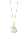 Mateo 14kt Yellow Gold Baroque Pearl And Diamond Necklace In Gold
