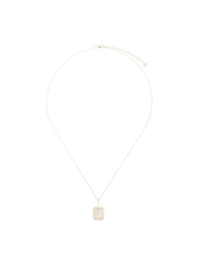 Mateo 14kt Yellow Gold Crystal Frame P Initial Diamond Necklace In Metallic