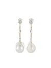 Mateo 14kt Yellow Gold Diamond And Pearl Drop Earrings In White