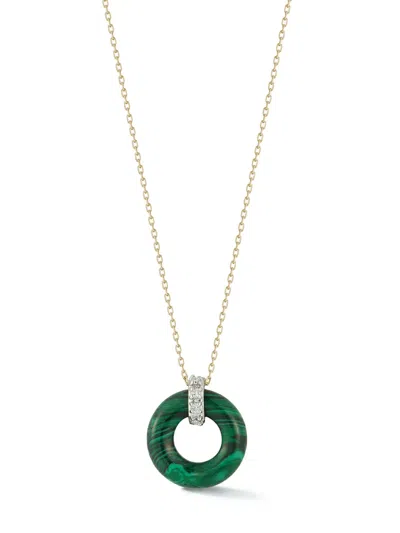 Mateo 14kt Yellow Gold Donut Diamond And Malachite Necklace