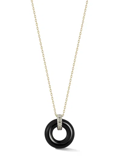 Mateo 14kt Yellow Gold Donut Diamond And Onyx Necklace
