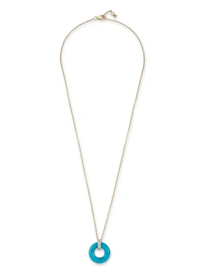 Mateo 14kt Yellow Gold Donut Diamond And Turquoise Necklace