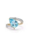 Mateo 14kt Yellow Gold Slanted Blue Topaz Pear Ring
