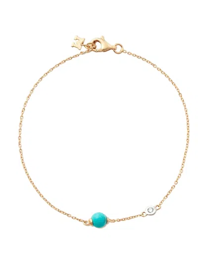 Mateo 14kt Yellow Gold Turquoise And Diamond Charm Bracelet