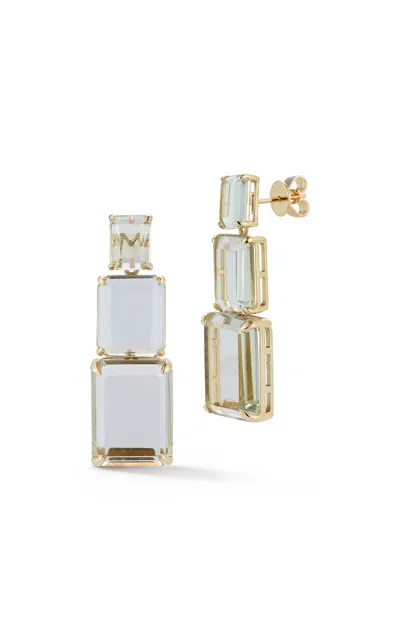 Mateo Arithmetic Composition 14k Yellow Gold Amethyst Earrings In Green
