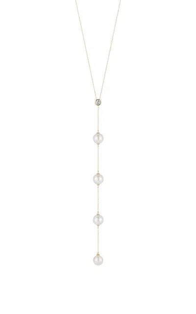 Mateo Drizzle 14k Yellow Gold Diamond; Pearl Lariat Necklace