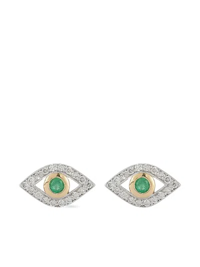 Mateo Emerald Evil Eye Diamond Earrings In Gold