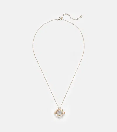 Mateo Cluster 14kt Gold Pendant Necklace With Pearls And Diamonds