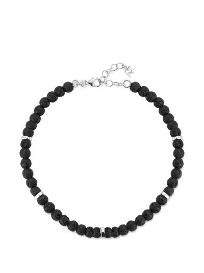 Mateo Hex Nut Lava Rock Bracelet In Black