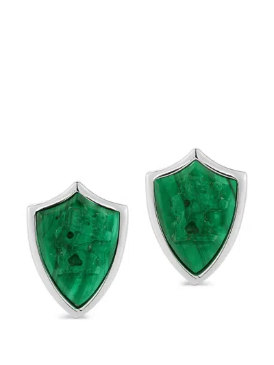 Mateo Malachite Lion Shield Cufflinks In Green