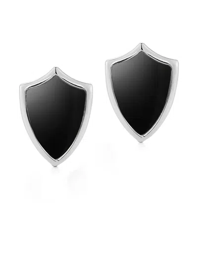 Mateo Onyx Shield Cufflinks In Silver