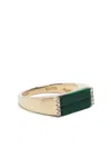Mateo 14k Yellow Gold Malachite Bar Ring In Silver