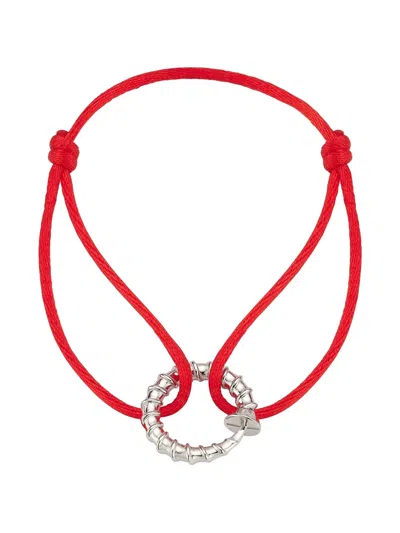 Mateo Screw Red Nylon Cord Bracelet In Metallic