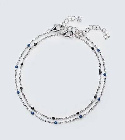 Mateo Set Of 2 Sterling Silver And Enamel Chain Bracelets